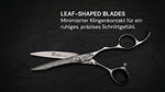 Friseurschere "Damast 5.5" – Präzision trifft Perfektion von SHIDOSHA mit blattförmigen Klingen für präzises Schneiden.