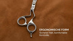 Friseurschere "Firenze" – Glanz der Geschichte von LEADER mit ergonomischem Design für optimalen Halt und präzise Schneidekontrolle.