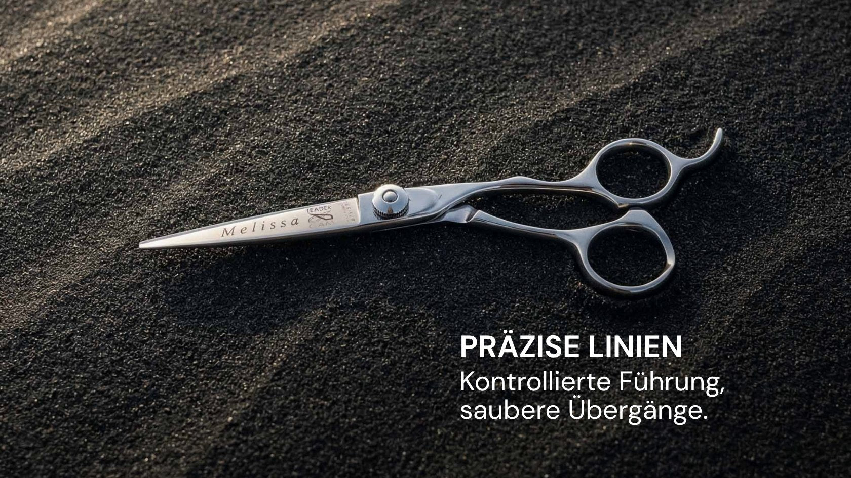 Friseurschere "Melissa" – Süße der Sehnsucht von LEADER mit präziser Führung für saubere Linien und professionelles Haarschneidewerkzeug.
