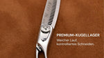 Friseurschere "Kiss Thinner" – Makellose Sanftheit von LEADER mit Premium-Kugellager für sanftes, präzises Ausdünnen.