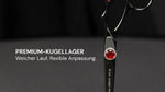 Friseurschere "Oriente" – Fernöstliche Finesse von LEADER mit präzisem Premium-Kugellager für sanften Lauf und flexible Anpassung.